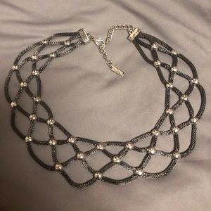 Statement necklace—silver and black. Mika.